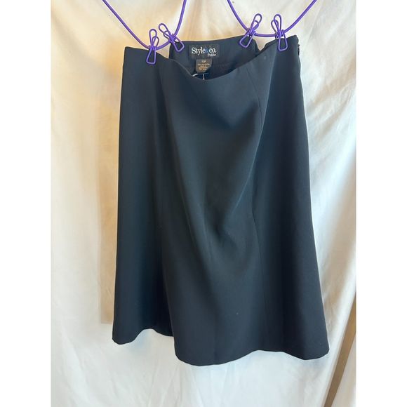 Style & Co A Line Flare Women’s PETITE size 10 Black Skirt 10P Lined Polyester - Picture 14 of 14